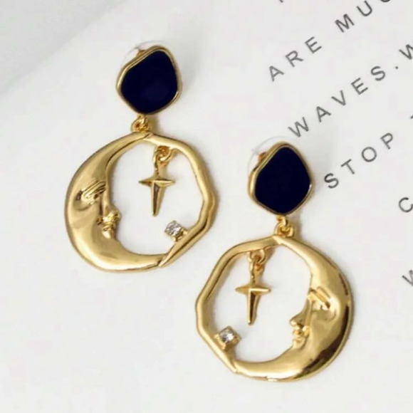 2/$30🌵 Starry Night Crescent Moon Earrings Gothic Celestial Boho Jewelry NEW - Picture 7 of 12